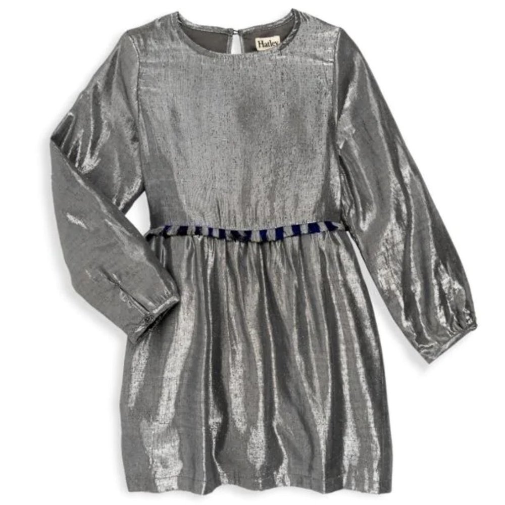 Hatley Girl Size 6 Silver Metallic Party Dress NEW